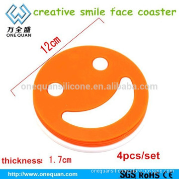 2015 new design silicone creative smile face coaster